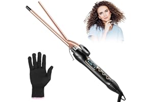Curling Wands 3/8 Inch, Haglater Small Curling Tong 9mm Thin Curling Iron Wand for Short & Long Hair, Ceramic Barrel Curling Iron with Adjustable Temperature