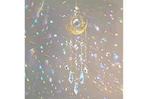 DEMIUKO Crystal Suncatchers for Window Hanging Boho Ornament Wind Chimes Garden Sun Catchers Bead Prism Rainbow Maker Sun Moon Pendant for Home Office Window Decor Crystal Gift for Girl Women