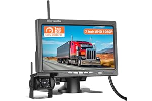 Cámara de reversa inalámbrica Motorsi de 7 Pulgadas, Pantalla HD 1080P, visión Nocturna e Impermeable IP68, Sistema de reversa para Autos, SUV, Furgonetas, camionetas y Camiones, visión Trasera BSD