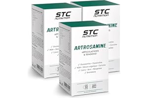 STC NUTRITION - Artrosamine - Complément alimentaire pour la résistance des articulations & la souplesse des tendons - Formule à base de plantes, minéraux & acides aminés - Lot de 3