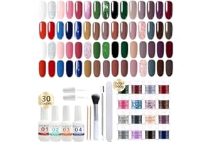 EODCI 30 Couleur Dipping Powder de vernis à ongles pour débutants Romance Française Nude French Nail Poudre Starter Kit Base Top Coat,Activateur,Brush Saver, Ensemble Printemps Pour Festivals