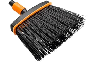 Fiskars Balai d'extérieur, Tête d'outil QuikFit, Largeur: 26 cm, Poils en polypropylène, Noir/Orange, QuikFit, 1001415