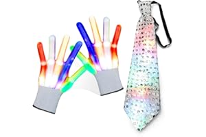 Xerteam Guanti con luce a LED, guanti a LED per adulti, 23,5 cm, per Natale, Pasqua, Halloween, Ringraziamento, cosplay, feste, festa mondiale del libro, travestimento, regali di compleanno per