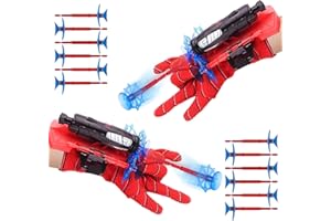 SIDESEA Set of 2 Spider Launcher Gloves, Spider Gloves Spider Web Spider Toy Kids Web Shooter Hero Toy Glove Spider Cosplay Suction Cup Sponge Balls Spider Props