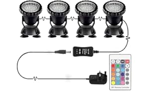 Pond Lights, Bebester 4 Pack Garden Pond Lights Underwater Spotlight with Remote Controller IP68 Waterproof Submersible Spot Light RGB Color Changing for Aquarium Fish Tank Garden Fountain Pool