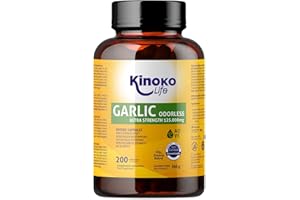 KINOKO LIFE AIL 125,000 mg (extrait 500:1) | 200 gélules | Pas de Reflux | SANS ODEUR | à l'huile d'olive vierge | Haute concentration | avec 2500mcg d'allicine | Sans gluten | Sans GMO | Sans soja