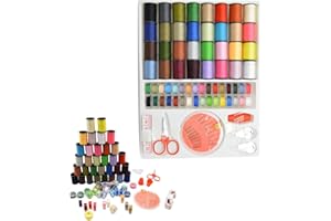 Fhioevt 71 piezas Kit de Costura de Bobinas 64 Colores Hilos de Coser Juego de Hilos para Coser para Coser Ropa a Mano y a Máquina Acolchado Bordado Costura