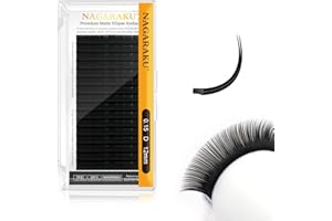NAGARAKU Pestañas Elípticas Planas con Punta Doble Rizada Estables Pelo a Pelo Pestañas Postizas Profesionales Naturales Lash Individuales Divididas Punta Volumen Negro Mate 16 Filas (0.15 D 12mm)