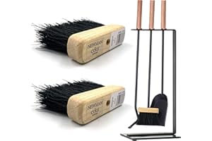 NEWMAN AND COLE Fireside Companion Cabezal de cepillo de repuesto para chimenea, cabezal de madera oblongo, paquete de 2