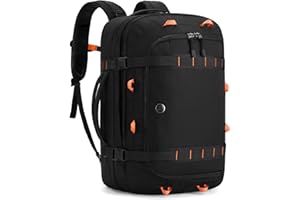 Tolaccea Mochila de Viaje Expandible 40L-45L, Mochila de Cabina Apta para Equipaje de Mano TSA, Mochila para Portátil de 17,3", Mochila Viaje para Hombres y Mujeres Apto para Viajes, Negro
