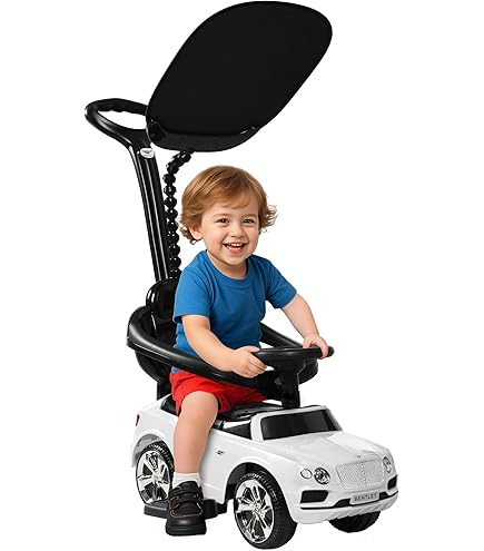 Coche De Empuje 3 En 1 Coche Deslizante Con Barandillas Y Manillar Desmontables Musica Y Faros Ruedas Coche De Paseo Para Ni Os Blanco