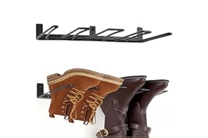 YOFOVI Boot Rack, 4 Pairs Wader Hangers Wall Mount, Sturdy Cowboy Boot Hangers, Wall Boots Rack Holder Storage for Closet, Entryway, Garage, 2 Pack, Black