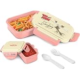 MILTON Candy Tiffin (Tom & Jerry) Lunch Box for Kids Boys & Girls with Leak-Proof Inner Container| Food Grade,BPA Free,Compact & Durable Snacks Box for Kids I Plastic Spoon & Fork, 520 ml, Pink