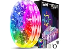 Keepsmile Ruban Led 30m (15mx2), Led Chambre Bluetooth, Bande Led Contrôlé par Télécommande APP, Guirlande Lumineuse Décorati