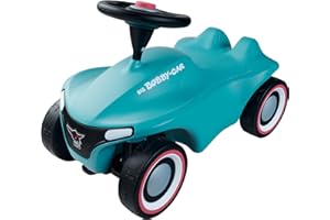 BIG Bobby Car Neo Azur - Rutschauto ab 1 Jahr, Azur-Blau, Auto für Kinder mit Flüsterreifen, Sicherheits-Lenkrad und Hupe, 1-5 Jahre (max. 50 kg)