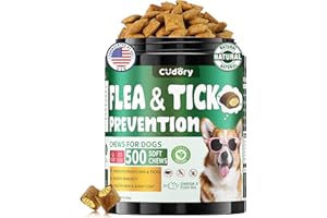 CUDORY Flea and Tick Support for Dogs Chews- 500 Crunchy & Creamy Chews, Dogs Flea Chewables with Skin & Coat Support - Oral Supplement for All Breeds & Ages