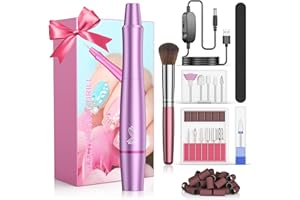 PONOSEU Torno para Uñas Profesional, Lima Electrica Uñas 12 en 1 Kit de Manicura y Pedicura Eléctrico Pulido Salón DIY Hogar, Velocidad Ajustable, Día de la Madre Regalo (púrpura)
