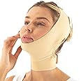 invera Post Surgery Neck and Chin Compression Garment Wrap Bandage, Face Slimmer, Jowl Tightening, Neck Coverage, Chin Lifting Strap (Beige, M)