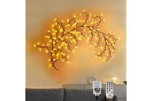 CERIAL Podświetlane oświetlenie na Boże Narodzenie, do pokoju, 20 m, oświetlenie ścian wewnętrznych, sztuczne rośliny, gałązki drzew, pilot zdalnego sterowania z 144 diodami LED