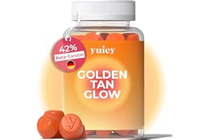 ‎YUICY yuicy Golden Tan Glow Beta-Carotin Gummibärchen. Hochdosierte Hautvitamine für langanhaltende Bräune und gesunde Haut. Mit Lutein, Zeaxanthin & 5 weiteren Essentials. Vegan, Made in Germany. 60Stk