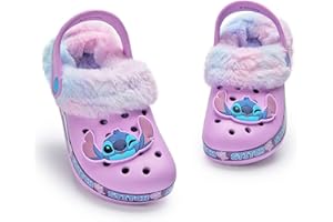 Disney Lilo & Stitch Zuecos para niñas | Zapatillas de Goma para niños con Charm de Stitch en Morado | Sandalias Forradas de Piel para niños con Correa en el talón y Estampado de Flores