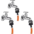garbnoire Heavy Duty Hose Pipe Fitting Standard Size 1/2 Inch Tap Connector For Garden Water Pipe&Car,Bike Washing Accessories|Universal Adjustable Adapter Suitable Connecting Hose Pipe(Pack Of 3)