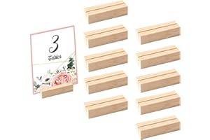 IBEIKE Wooden Place Card Holder for Tables - 10 PCS Table Number Solid Stands, Photo Holders, Menu Holders, Table Sign Holder Decoration for Indoor and Outdoor Weddings, Party, Events, Dinner, Restaurants