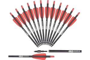 ELONG OUTDOOR Frecce per Balestra Bulloni per Balestra in Alluminio da 7,5 Pollici SP350 con Punte da 100 grani per Sistema Cobra R9 Caccia con L'Arco 12 Pezzi