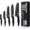 Bladez Professional Kitchen Knife Set, 5 Pcs Stainless Steel Kitchen Knives Set with Ultra Sharp Blade and Soft Handle, Includes Chef, Bread, Carving, Utility and Paring Knife, All in a Gift Box