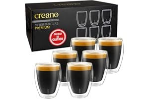 Creano Vasos de doble pared de 250 ml, juego de 6 unidades, calidad gastronómica, 100% aptos para lavavajillas, novedad 2024