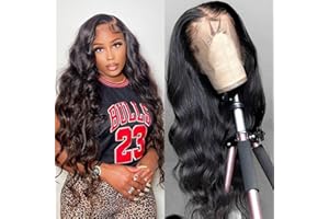 YLEGANT Pelucas Mujer Pelo Natural Humano 13x4 Body Wave Lace Front Wig Human Hair For Black Women Peluca Cabello Humano Peluca Pelo Humano Mujer Color Negro Natural 18 Pulgada (45cm)