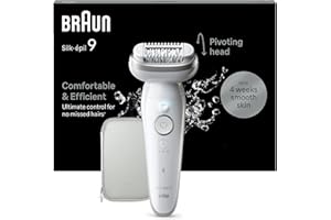 Braun Silk-épil 9 Depilatore Donna, Epilatore Elettrico Donna Con Testina Flessibile Per Una Epilazione Semplice, Wet & Dry, Pelle Liscia a Lungo, 9-011, Bianco/Argento