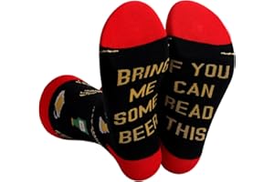 FGFD&OU Calcetines Hombre Mujer de Algodón Calcetines Divertidos Originales Casual Unisexo Regalo para Navidad Calcetines Fantasía con Texto IF YOU CAN READ THIS, BRING ME BAOG/POPCORN/SUSHI/DONUTS