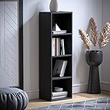 Vida Designs Oxford 4 Tier Cube Bookcase, Black Wooden Shelving Display Storage Unit Office Living Room Furniture