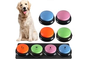 NOMOY 4 Bouton Chien Communication, Bouton Parole Chien, Bouton Parlant enregistrable Buzzer Chien pour Chien，Appuyez pour communiquer, Aidez Votre Chien à Parler (Bleu Clair + Vert + Orange + Rose)
