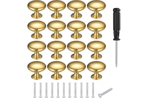 Bateya 12 Stk Runde Schrankknöpfe Kabinett Knöpfe mit Schrauben, goldene Rundknopf für Schubladenk und Kommode (Plus ein Schraubendreher)