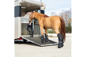 SUNRIDE Guêtres de transport pour chevaux (Lot de 4) – Avec bandes réfléchissantes – Imperméable et respirante – protège parfaitement la jambe du cheval contre les blessures (cob)