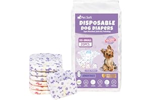Pet Soft Dog Nappies Female - 20 Count Disposable Dog Period Season Pants, Super Absorbent Disposable Dog Diapers for Female Dogs with Wetness Indicator