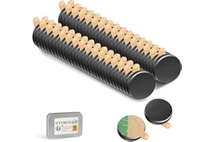 UTOMAG 60 Pezzi Calamite Adesive 8x1mm - Forti Nero Magneti Autoadesivi al Neodimio per Frigorifero, Artigianato, Mappe, Foto, Decorazioni, Scuola, Cucina e Ufficio