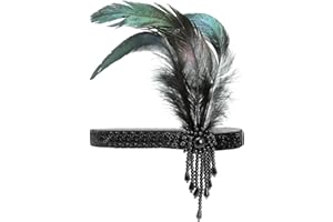 1920s Flapper Headband, Canvalite Vintage 1920s Flapper Feather Headband Beaded Gatsby Headband