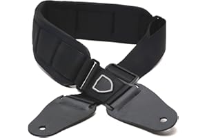 Elagon Correa de guitarra (PAD) negra, fuerte y cómoda para guitarras eléctricas, acústicas y bajos.