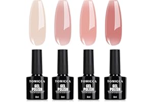TOMICCA Smalto Semipermanente per Unghie rosa glitterato, 4 colori Gel Smalto Unghie pastello, regalo smalto UV/LED per studio unghie fai da te casa, 8ML