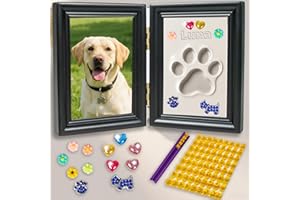 Beautistik Dog or Cat Paw Print Memorial Frame Kit, DIY Personalized Ink Pad Imprint & Clay Kit, Wooden Photo Frame for Pet Memorials, Ideal Pet Owner Gift