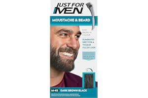 Just for men Moustache & Beard Dark Brown Dye, Eliminates Grey for a Thicker & Fuller Look M45
