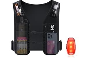 UTOBEST LED Running Vest 5L, Lightweight Reflective Hydration Vest with 7 Pockets for Men Women, Dual Adjustable Phone Holder Vest for Marathon, Trail, and Night Runs