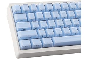 Hyekic Crystal Jelly Keycaps, PBT Keycap 113 Keys Blue Custom Dye-Sublimation OEM Profile Translucent Side Printed Keycaps for 61/68/84/87/98/100 Cherry Gateron MX Switches Mechanical Keyboards