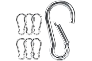 6 Stück Karabinerhaken 8x80mm/6x60 mm, Caianwin Karabiner DIN 5299C Belastbar bis 135-181kg, Karabinerhaken Groß aus Verzinktem Stahl für Rucksack, Hundeleine, Camping, Reisen, Wandern