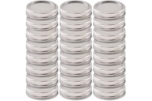 Newk 24 set di coperchi e anelli per barattoli di vetro a bocca normale, contenitori per barattoli di vetro riutilizzabili con coperchi in silicone per barattoli, Kerr e altri (70 mm)