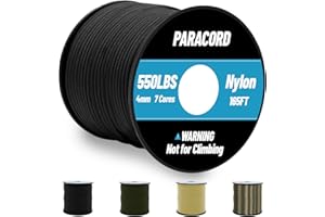 Omtofo 50 m 100m Paracord 550 Nylon Rope 4 mm, 7 Core Strands Paracord Black Parachute Cord Nylon Cord for Bracelet, Lead, Collar, Survival Paracord Max. 250 kg (550 lbs)