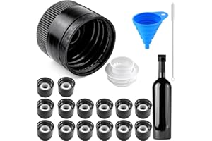 GZqiancang Confezione da 15 beccucci versatori per bottiglie di olio, tappi a vite con ugello per grasso con 1 imbuto e spazzola di pulizia per aperture di bottiglie con filettatura esterna da 30 mm